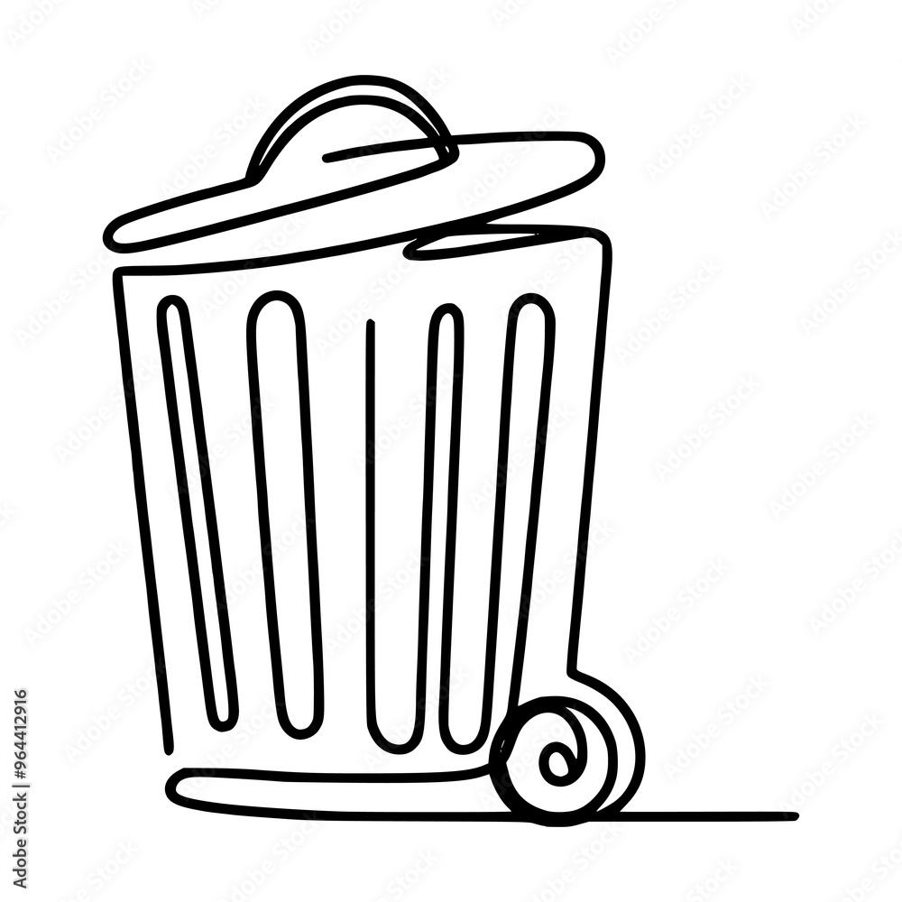 one line drawing trash bin garbage clean vector illustration template design one line drawing trash bin garbage clean vector illustration template design