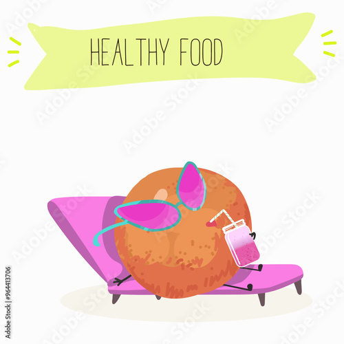 Funny fruity grapefruit characters. Comic elements, hand drawn style. Vector illustration for stickers, posters, prints. Funny fruits.