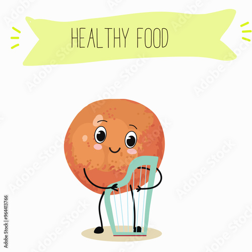 Funny fruity grapefruit characters. Comic elements, hand drawn style. Vector illustration for stickers, posters, prints. Funny fruits.