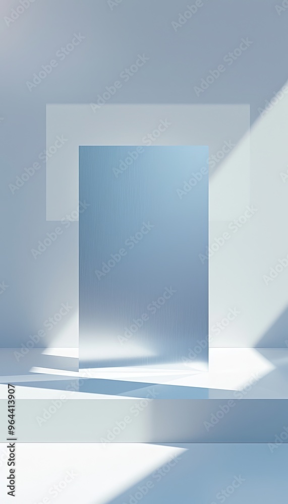 Fototapeta premium Futuristic metallic card on bright white background showcasing minimalist design for creative ideas