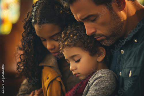 Family praying worship believe, Religion concept.	