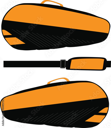 tennis Racket orange and black isolated mockup design
