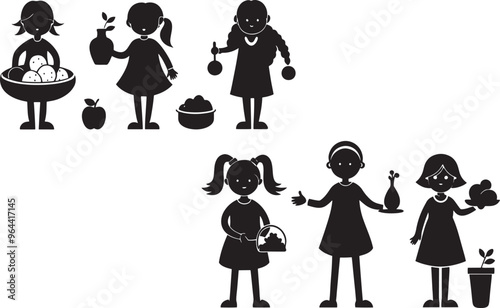 Preserving Food Abstract Silhouette Vector Graphics Pack