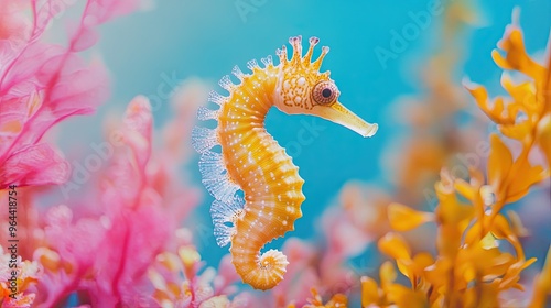seahorse isolated on colorful background