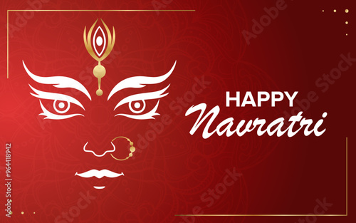  Happy navratri festival red background vector