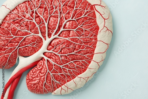 Detailed liver, hepatic artery and portal vein, 3D illustration photo