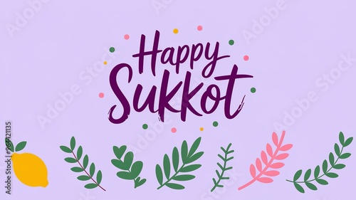 Sukkot festival background with decorative elements photo