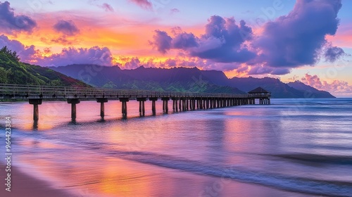 Wallpaper Mural Sunrise over Hanalei Bay, with Na Pali in the distance. Torontodigital.ca