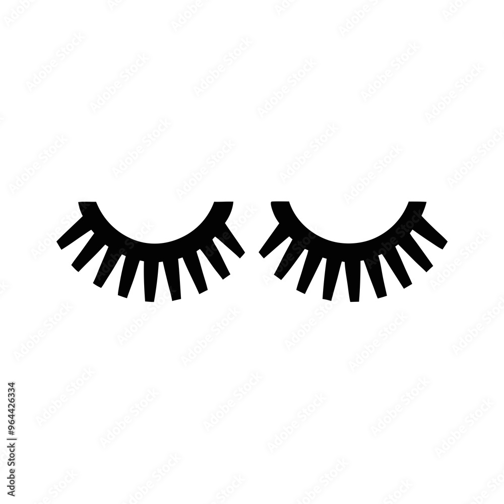 a simple black and white illustration of two closed eyes with long, stylized eyelashes. The eyelashes are depicted as thick, straight lines radiating outward from each eye a simple black and white illustration of two closed eyes with long, stylized eyelashes. The eyelashes are depicted as thick, straight lines radiating outward from each eye