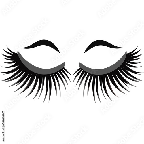 a stylized illustration of closed eyes with long, thick eyelashes. The eyelashes are depicted in black and are quite prominent, fanning outwards
