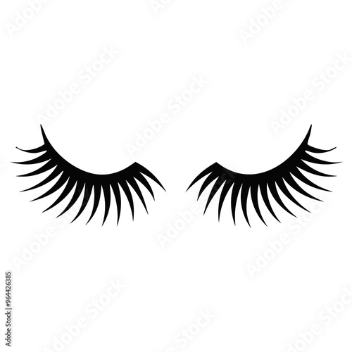 a simple graphic of two closed eyes with long, thick eyelashes. The eyelashes are stylized and fan outwards, giving a dramatic and bold appearance