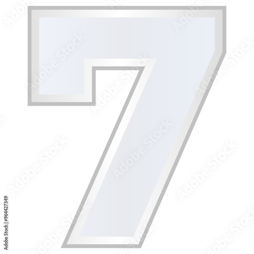 Number seven mathematical, numerology, date of birth numbers 3d vector