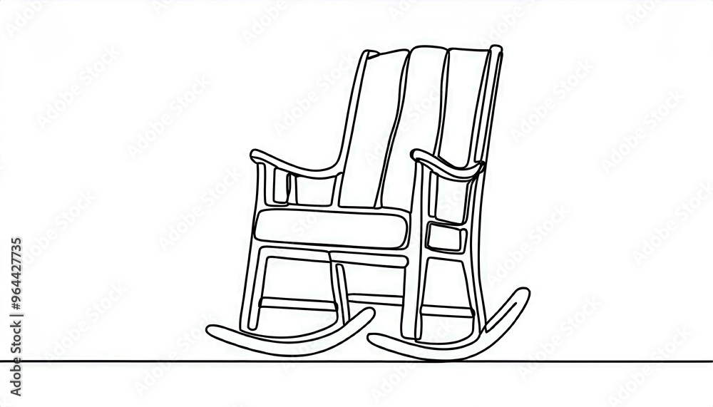 Continuous one line drawing of retro rocking chair Continuous one line drawing of retro rocking chair