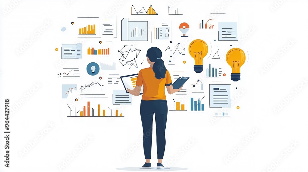 Data Analyst Examining Graphs and Charts Representation of Business Analytics and Big Data Data Analyst Examining Graphs and Charts Representation of Business Analytics and Big Data