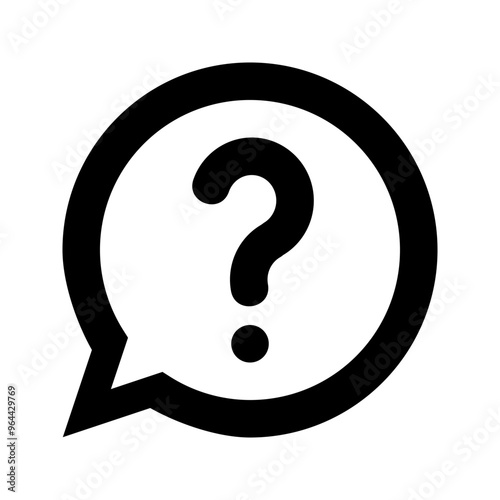 question mark round speech bubble thin line vector icon