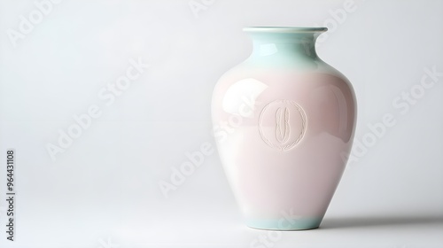 Elegant Pink and Blue Ceramic Vase with Intricate Design