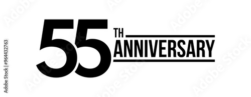 55th anniversary celebration label, fifty five years jubilee congratulation card vector template, happy birthday sign, event invitation card