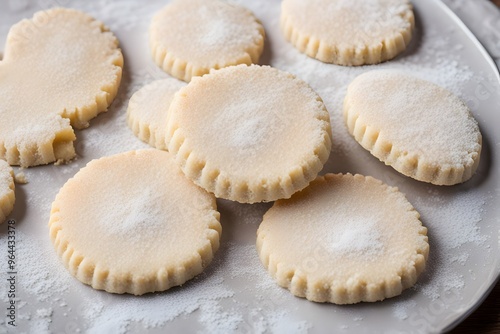 A british shortbread cookie with a crumbly texture and lightly dusted with sugar, AI Generated