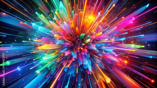 High-contrast neon fragments explode across the screen, a whirlwind of vibrant colors and abstract forms that electrify the senses.