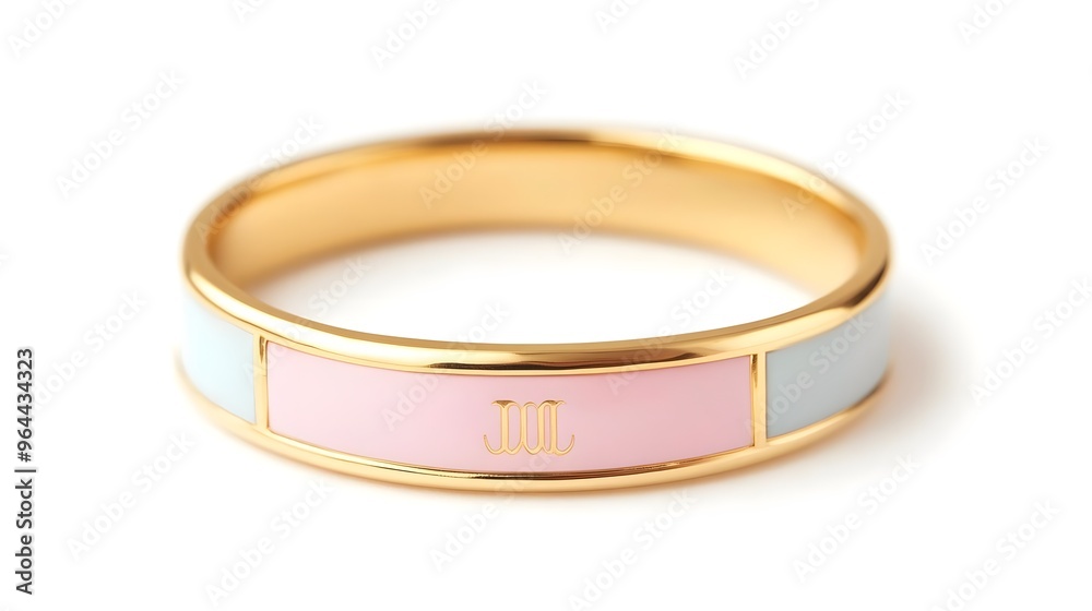 Gold Ring with Pink and Blue Enamel and Initials Gold Ring with Pink and Blue Enamel and Initials