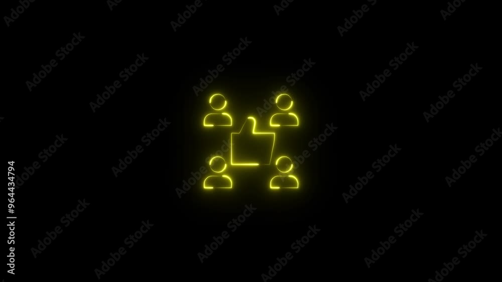 Neon light animated of social media work group people icon on background. Neon light animated of social media work group people icon on background.
