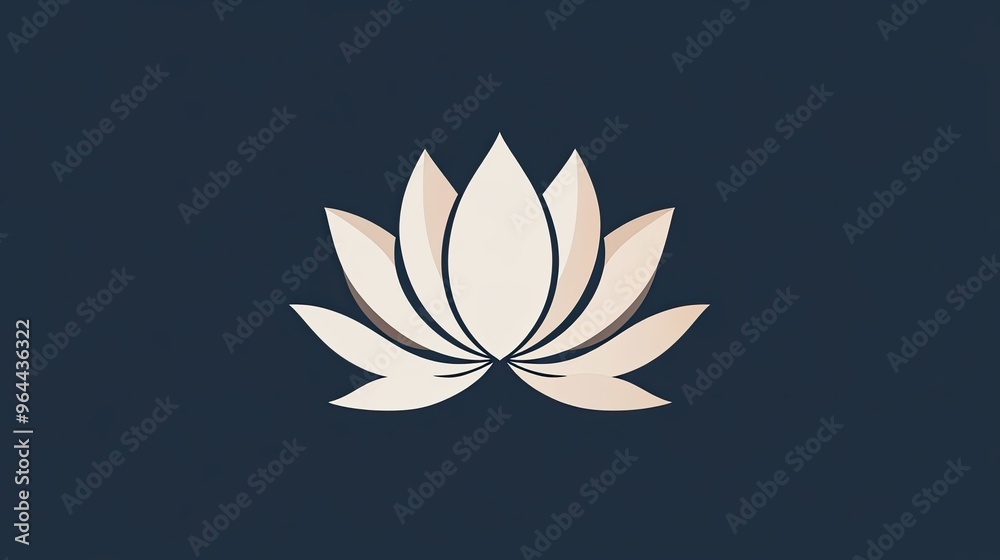 Icon of a lotus flower with overlapping petals, representing purity and balance in a minimalist style Icon of a lotus flower with overlapping petals, representing purity and balance in a minimalist style