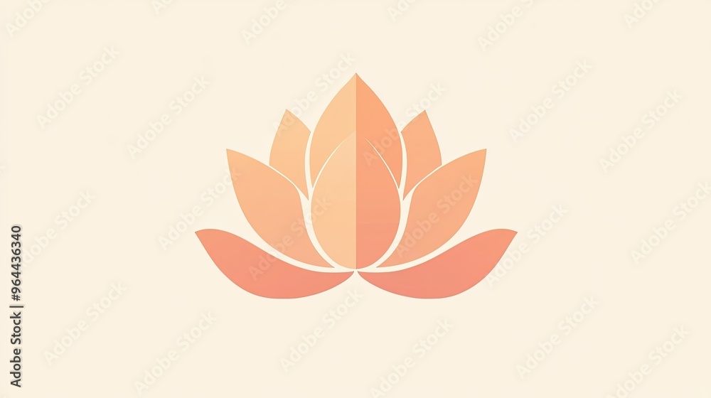 Icon of a lotus flower with overlapping petals, representing purity and balance in a minimalist style Icon of a lotus flower with overlapping petals, representing purity and balance in a minimalist style