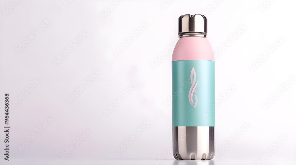 Pink and Green Stainless Steel Water Bottle Mockup Pink and Green Stainless Steel Water Bottle Mockup