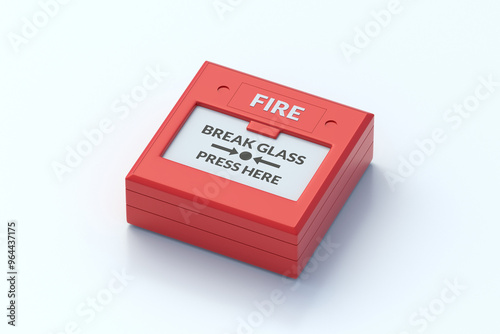 Fire alarm on gray background. Emergency call button on the wall in a school, office or factory. Warning system equipment. Urgent care. 3d render