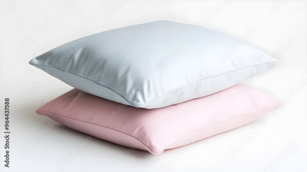 Soft Blue and Pink Pillows on White Background Soft Blue and Pink Pillows on White Background