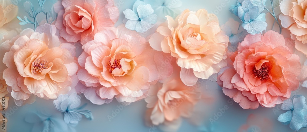 Vibrant Artificial Floral Wreath in Pastel Background. Vibrant Artificial Floral Wreath in Pastel Background.