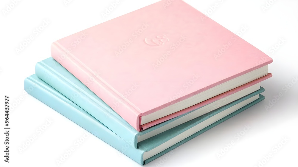 Stacked Pink & Blue Notebooks, Minimalist Design Stacked Pink & Blue Notebooks, Minimalist Design