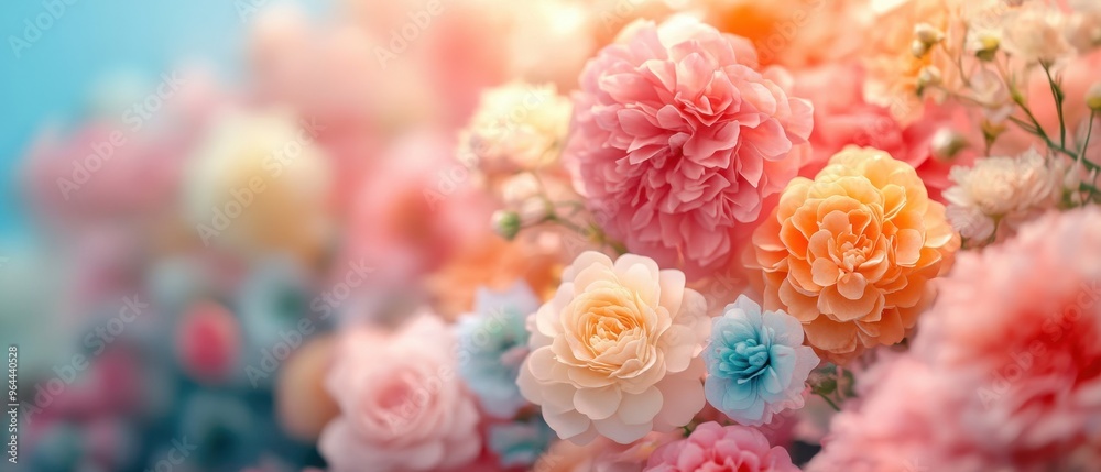 Vibrant Floral Display in Pastel Hues, Perfect for Decorative Use. Vibrant Floral Display in Pastel Hues, Perfect for Decorative Use.