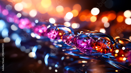 A close up of some water drops with the lights behind them, christmas background, christmas lights, background with bokeh
