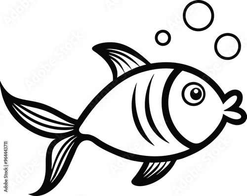 Fish Blowing Bubbles Vector 