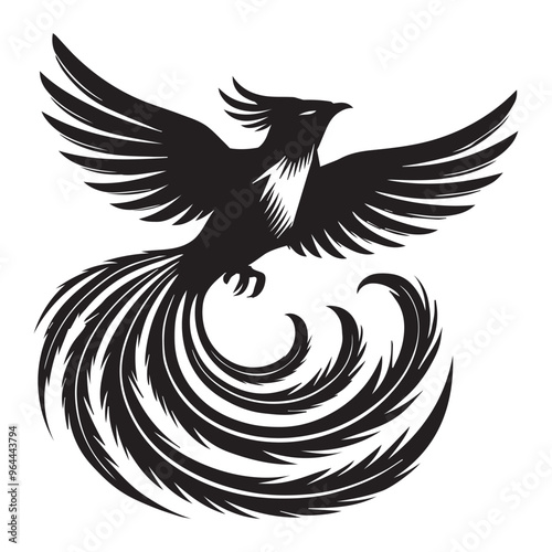 Bird Clipart - Resplendent quetzal Silhouette - Resplendent Quetzal Bird Vector Illustration in black and white 