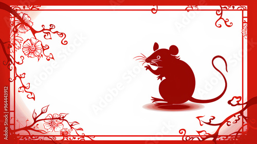 Chinese zodiac year of the rat with a dominant red background photo