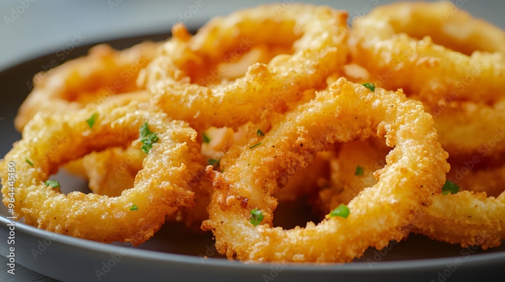 Crispy Fried Onion Rings on a Plate Crispy Fried Onion Rings on a Plate