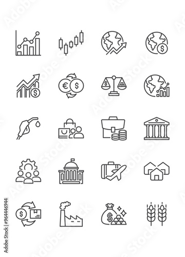 set of economy icons, investment, business, financial