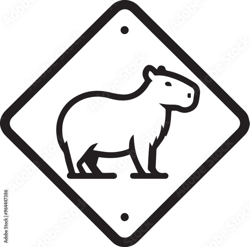 CAPYBARA IN TRAFFIC SIGN FOR GRAPHIC DESIGN AND VECTORS, VECTORIZED IMAGE FOR DIGITAL CONTENT CREATION OF TRAFFIC SIGNS WITH CAPYBARA