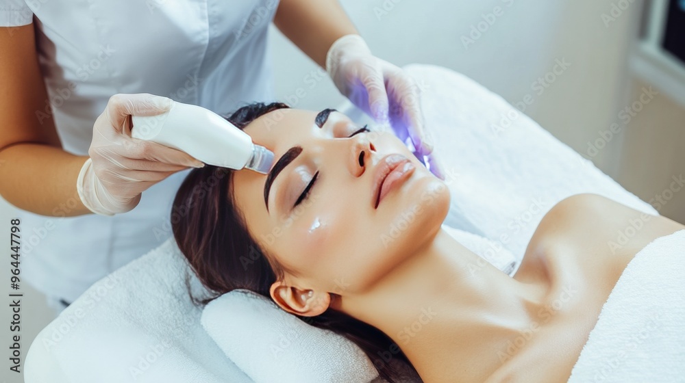 a woman getting a facial treatment at a beauty clinic a woman getting a facial treatment at a beauty clinic