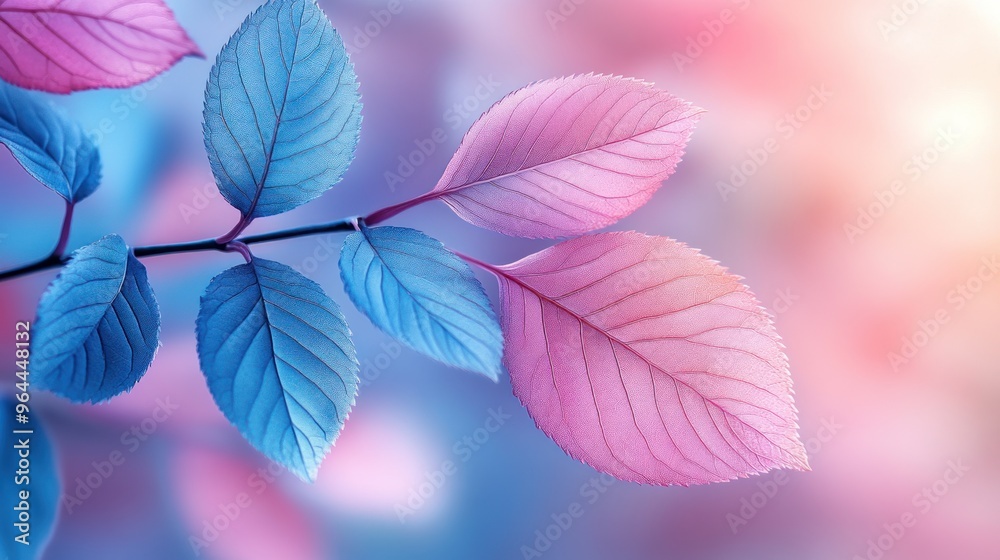 Delicate Blue and Pink Leaves in Soft Focus Delicate Blue and Pink Leaves in Soft Focus