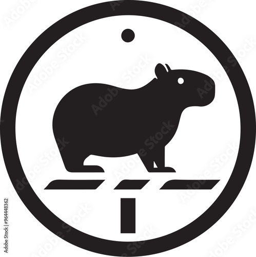 CAPYBARA IN TRAFFIC SIGN FOR GRAPHIC DESIGN AND VECTORS, VECTORIZED IMAGE FOR DIGITAL CONTENT CREATION OF TRAFFIC SIGNS WITH CAPYBARA