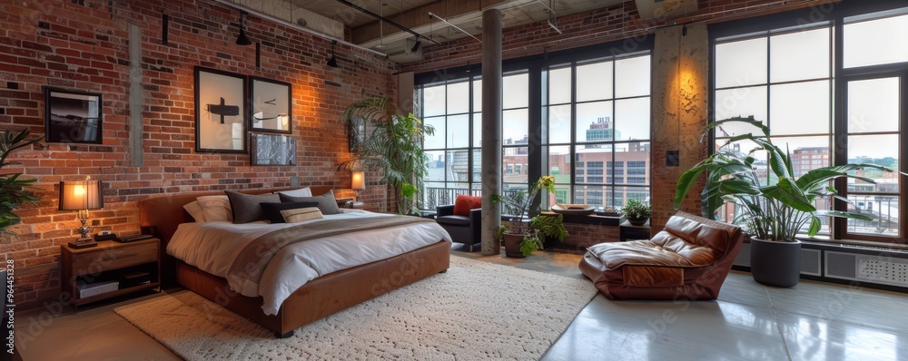 Contemporary urban loft with sleek features. Contemporary urban loft with sleek features.