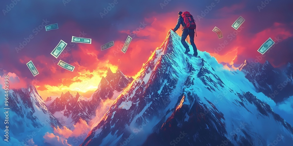 Obraz premium Reaching the Peak of Success.