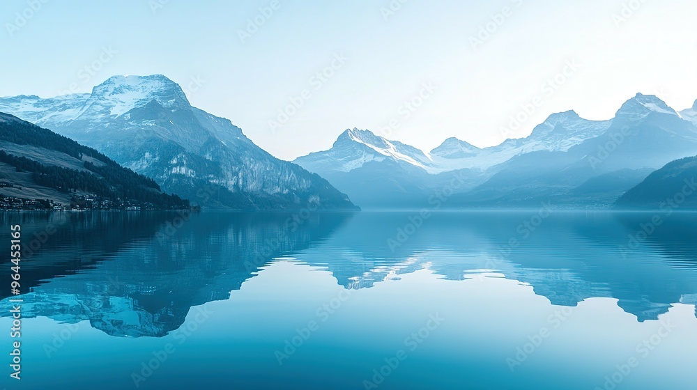 Mountain Range Reflected in Calm Lake Water Mountain Range Reflected in Calm Lake Water