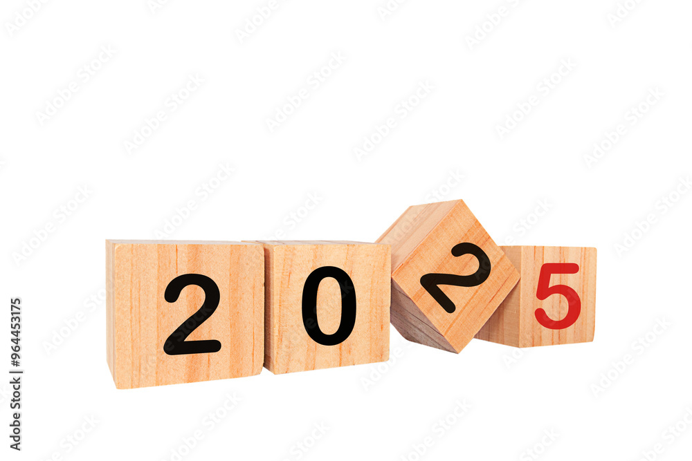 New Year 2025 with wooden blocks. Start the New Year 2025 with a goal plan. goal concept Action plan, strategy, new year business vision. isolated on white background. PNG New Year 2025 with wooden blocks. Start the New Year 2025 with a goal plan. goal concept Action plan, strategy, new year business vision. isolated on white background. PNG