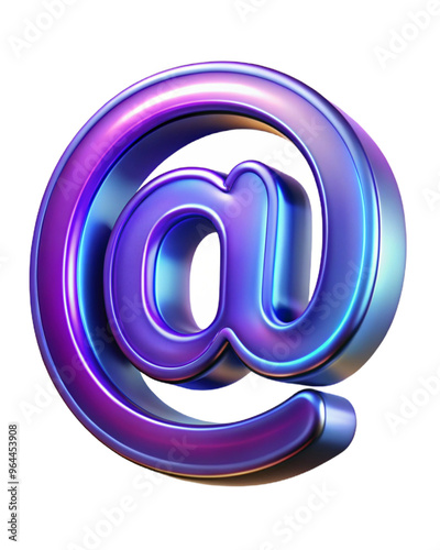 e mail sign, 3D @ symbol with sleek design, perfect for modern digital communication, tech-themed projects, and branding.