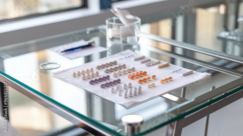 Wallpaper Mural many pills on a glass table in a medical laboratory.
 Torontodigital.ca