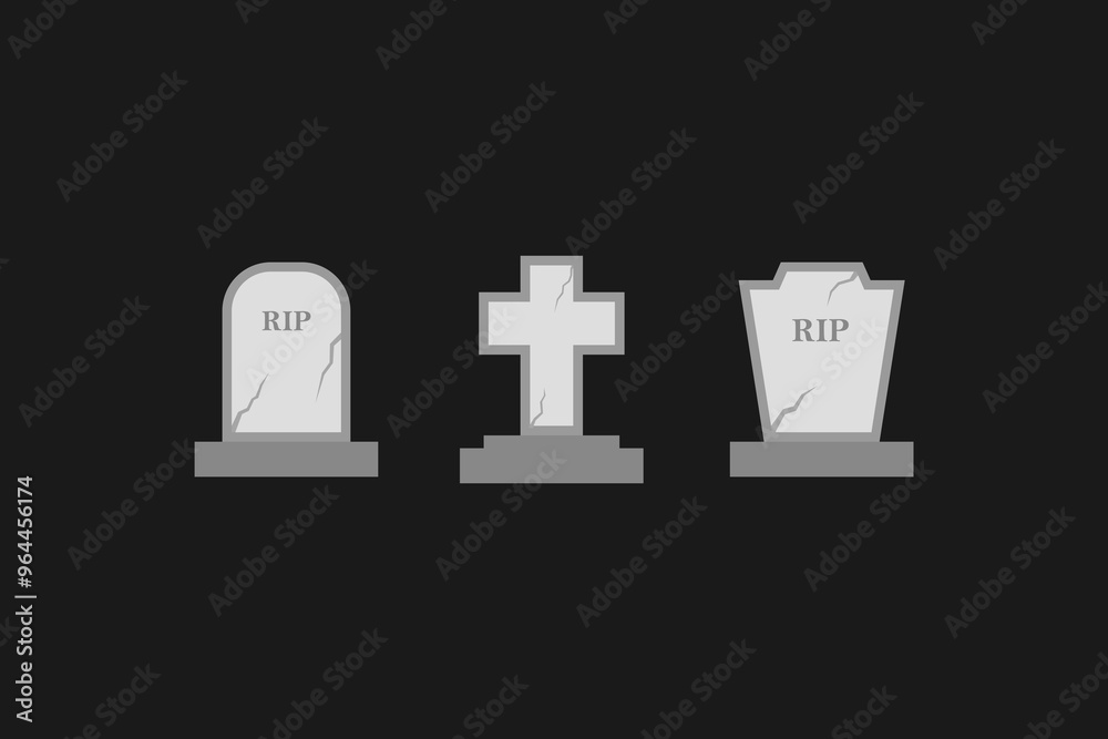 Fototapeta premium tombstone or cemetery halloween icon set vector
